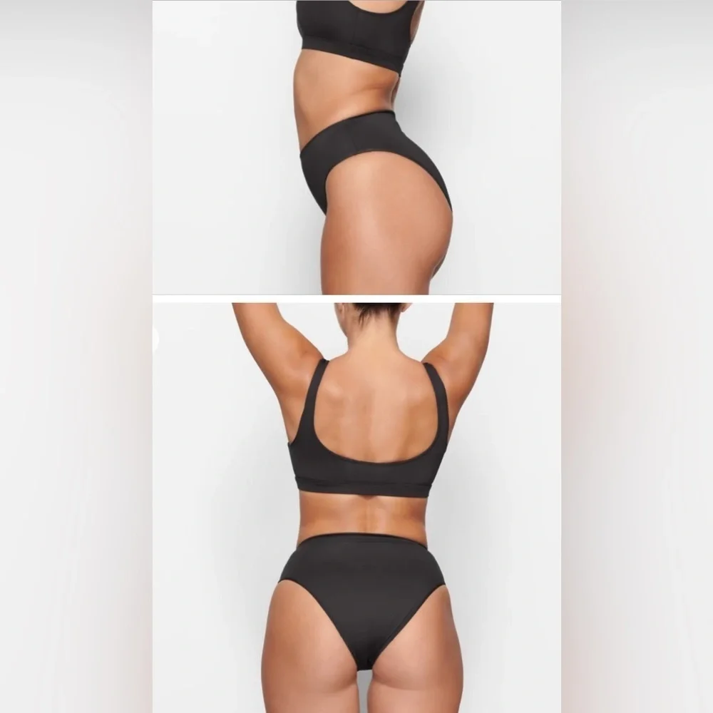 Skims Swim Mid Coverage Bottoms Onyx Black Size 3X